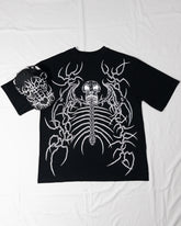 Threebooy Street Goth Punk Black Y2k T Shirt Harajuku Hip Hop Oversized Skull Pattern Printed T Shirts Casual Versatile Tops Streetwear